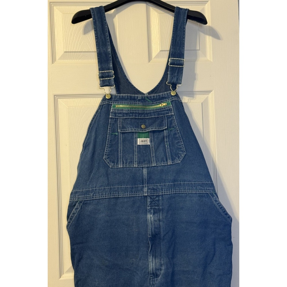 Liberty Mens Denim Bib Overalls 46x32 Blue Workwear Carpenter 100% Cotton - Picture 3 of 13